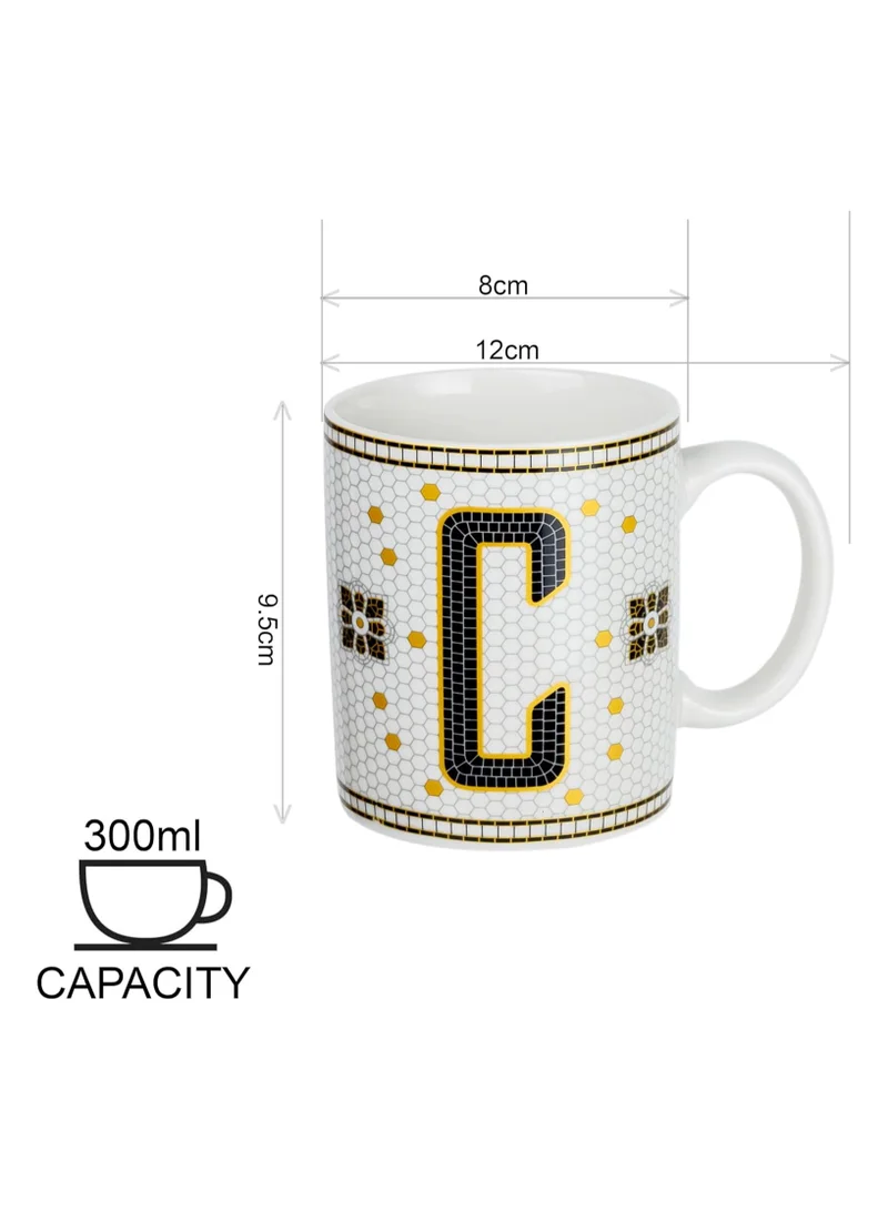 Cuisine Art Cuisine Art Letter C Printed Porcelain Ceramic Tea Coffee Mug 300ml - Stylish and Durable Mug for Hot Beverages