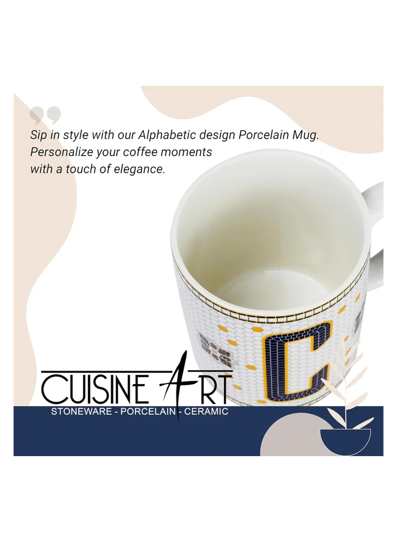 Cuisine Art Cuisine Art Letter C Printed Porcelain Ceramic Tea Coffee Mug 300ml - Stylish and Durable Mug for Hot Beverages