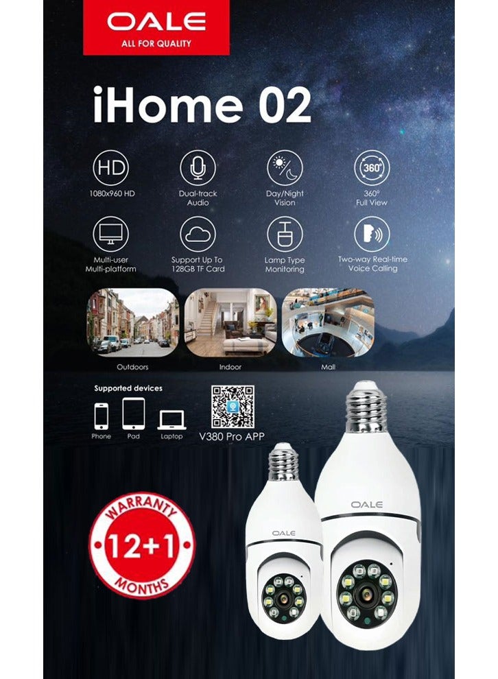 OALE OALE Home 02 WiFi Security Camera Dual Track Rotation Two Way Audio Indoor Smart Surveillance 360° Pan Tilt Full HD 1080P Motion Detection Night Vision up to 10m Mobile App Control MicroSD Storage Baby Pet Monitoring Home Safety Camera  - Image 3
