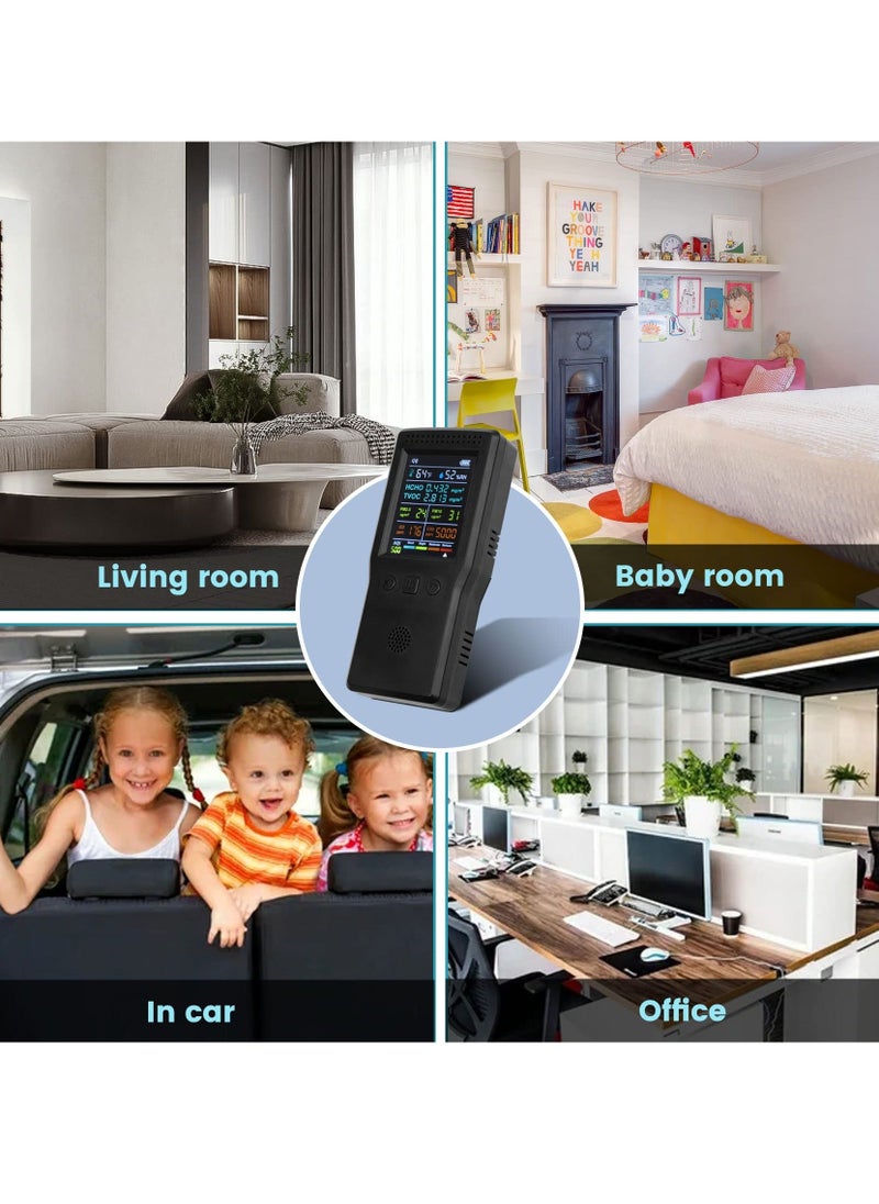 Y&D - 9 in 1 Air Quality Monitor, Formaldehyde Detector Indoor, Temperature & Humidity Meter, Pollution Tester, Sensor, Detect PM2.5/PM10 Test Indoor HCHO TVOC Volatile Organic Compound Gas - Image 1