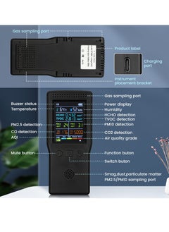 Y&D 9 in 1 Air Quality Monitor, Formaldehyde Detector Indoor, Temperature & Humidity Meter, Pollution Tester, Sensor, Detect PM2.5/PM10 Test Indoor HCHO TVOC Volatile Organic Compound Gas  - Image 5
