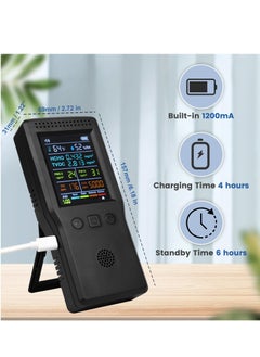 Y&D 9 in 1 Air Quality Monitor, Formaldehyde Detector Indoor, Temperature & Humidity Meter, Pollution Tester, Sensor, Detect PM2.5/PM10 Test Indoor HCHO TVOC Volatile Organic Compound Gas  - Image 3