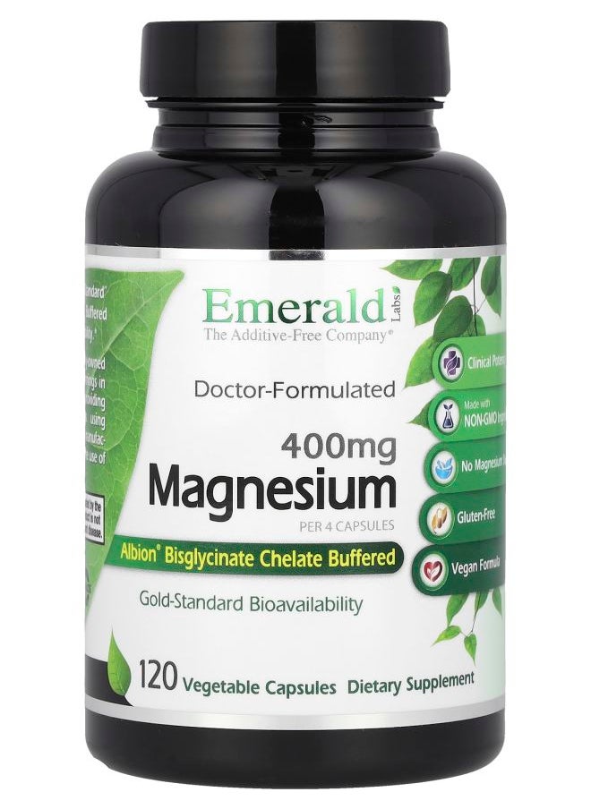 Emerald Laboratories - Magnesium 400 mg 120 Vegetable Capsules (100 mg per Capsule) - Image 1