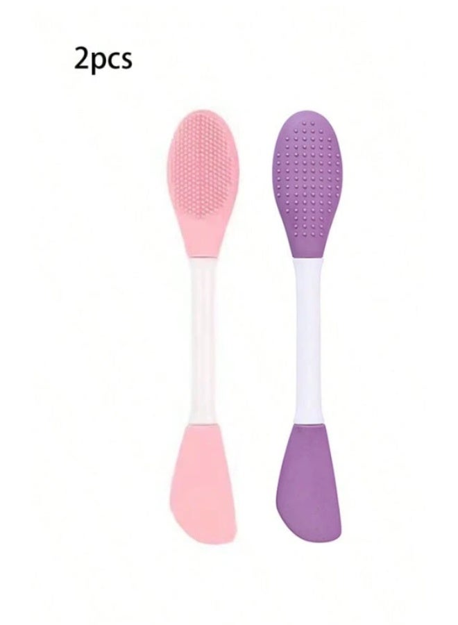 Premium 2-Piece Dual-Sided Silicone Facial Mask Brush and Scrubbing Tool, Soft Manual Face Cleanser for Deep Pore Cleaning and Exfoliating, Hygienic Silicone Spatula for Smooth Mud Mask Application and Skin Care. - Image 2