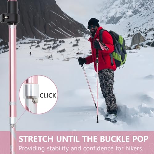 BISINNA Hiking Poles Collapsible Trekking Poles Aluminum Alloy Hiking Sticks 2 pc Lightweight Adjustable Folding Stick for Wowen Men Walking Sticks with Quick Lock System - Image 3