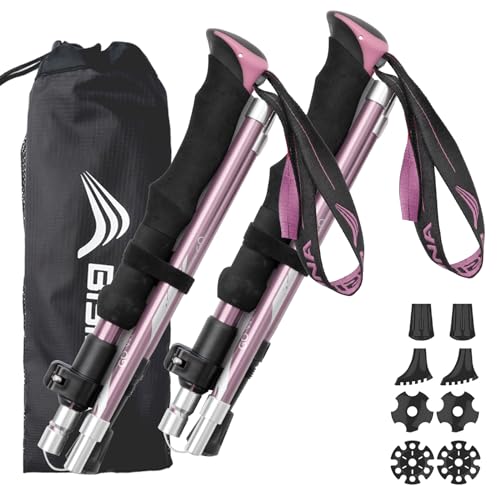 BISINNA Hiking Poles Collapsible Trekking Poles Aluminum Alloy Hiking Sticks 2 pc Lightweight Adjustable Folding Stick for Wowen Men Walking Sticks with Quick Lock System - Image 1