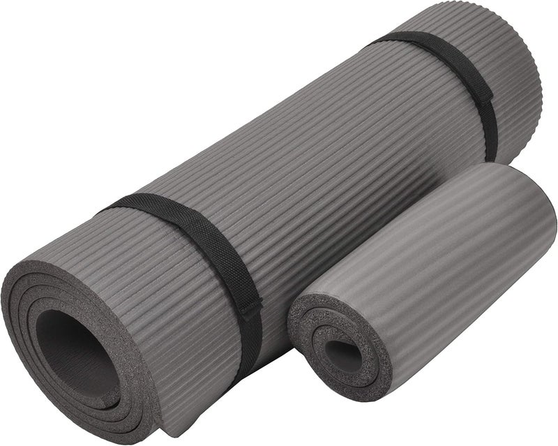 Fitvids All Purpose 1/2-Inch Extra Thick High Density Anti-Tear Exercise Yoga Mat and Knee Pad with Carrying Strap, Multiple Colors - Image 2