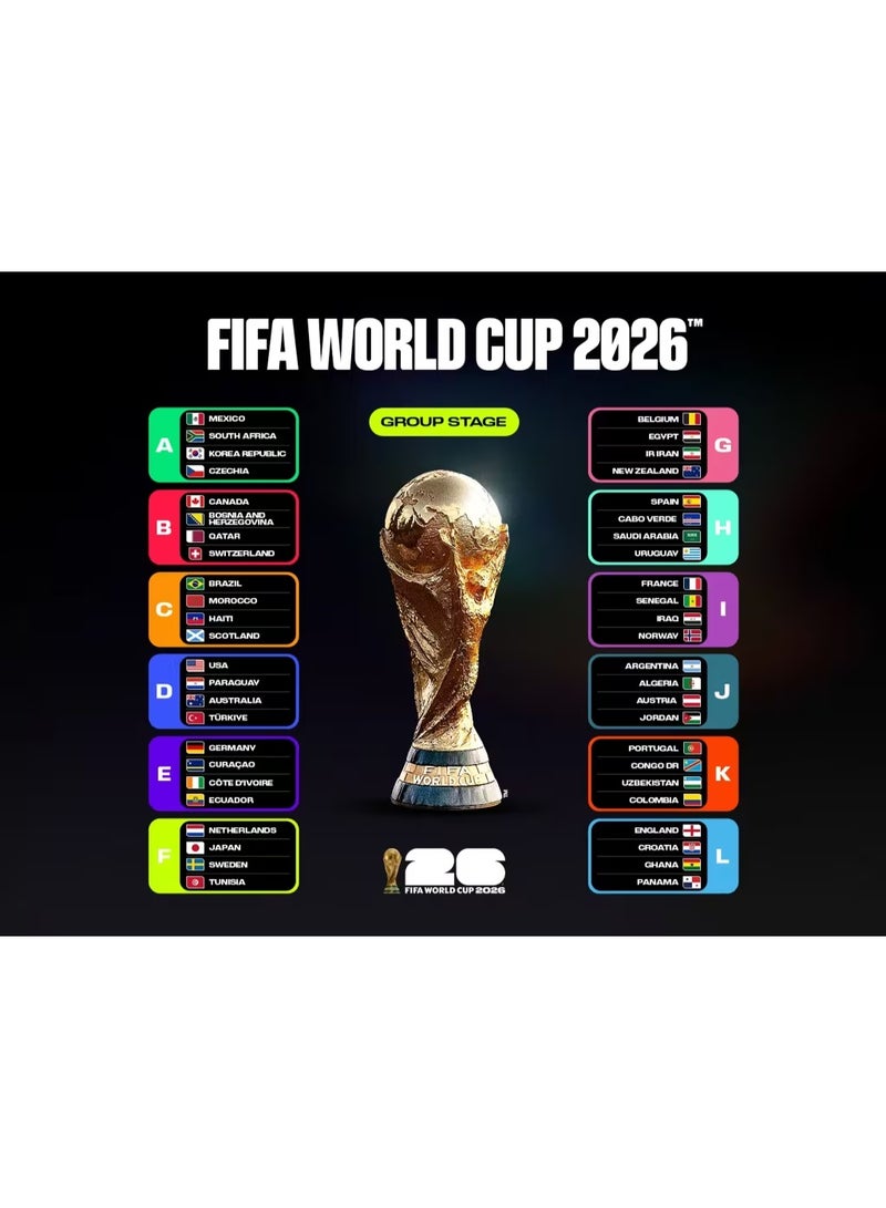 ARS FIFA World Cup 2026 Group Stage Banner Wall Art 100x200cm – Premium Fabric Poster with Match Groups Layout, Durable Weather-Resistant Hanging Banner with Metal Rings for Indoor & Outdoor Decoration - Image 1