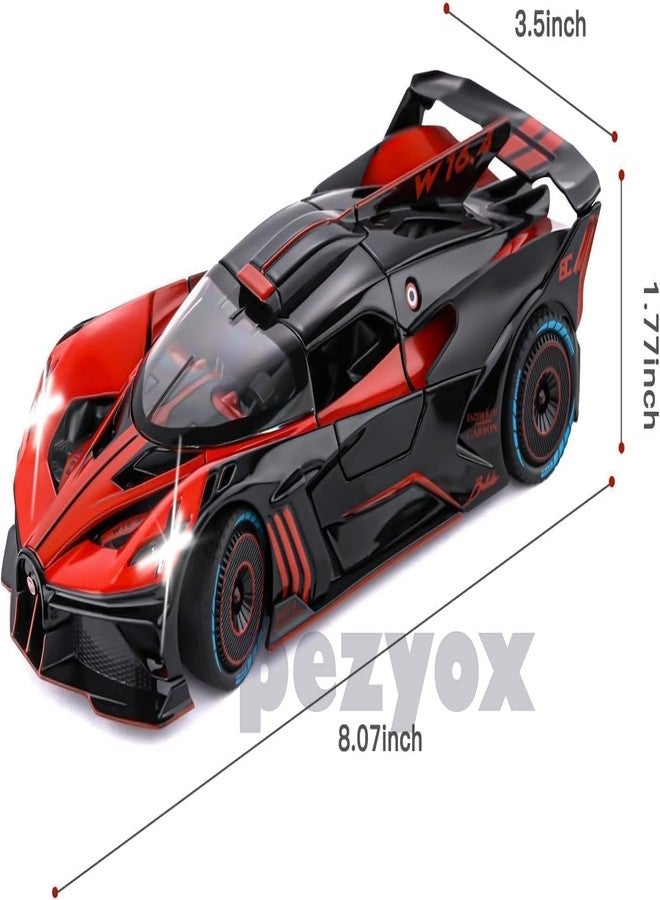 PEZYOX Exclusive Alloy Metal Pull Back Die-cast Car 1:24 Big Bugatti Bolide Toy CAR Diecast Metal Pullback Toy car with Openable 6 Doors, Light Music Boys Gifts Toys (Yellow) - Image 2