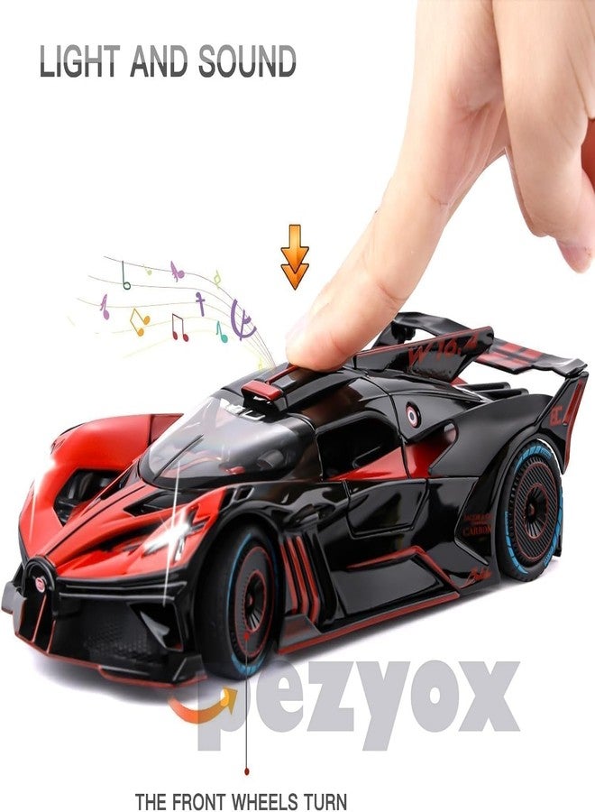 PEZYOX Exclusive Alloy Metal Pull Back Die-cast Car 1:24 Big Bugatti Bolide Toy CAR Diecast Metal Pullback Toy car with Openable 6 Doors, Light Music Boys Gifts Toys (Yellow) - Image 3
