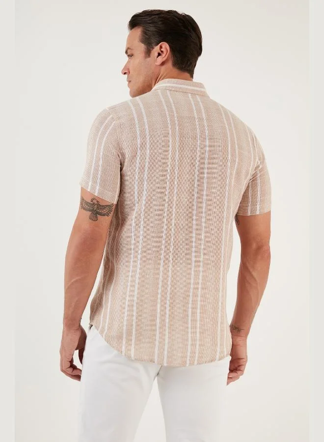 Buratti  Buratti Striped Cotton Slim Fit Short-Sleeve Shirt Men's SHIRT CF23S116097 for Men | Best Price UAE