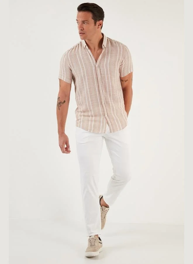 Buratti  Buratti Striped Cotton Slim Fit Short-Sleeve Shirt Men's SHIRT CF23S116097 for Men | Best Price UAE