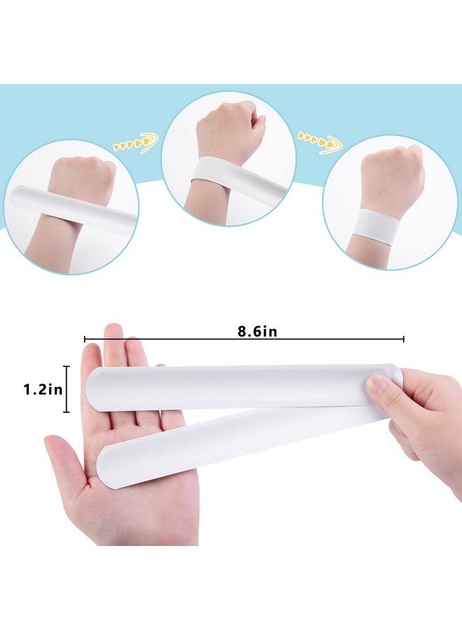LovesTown 54Pcs Slap Bracelets White Party Slap Bracelets Diy Wrist Bands Bulk Blank Snap Band For Kids Birthday Party Favors School Crafts - Image 3