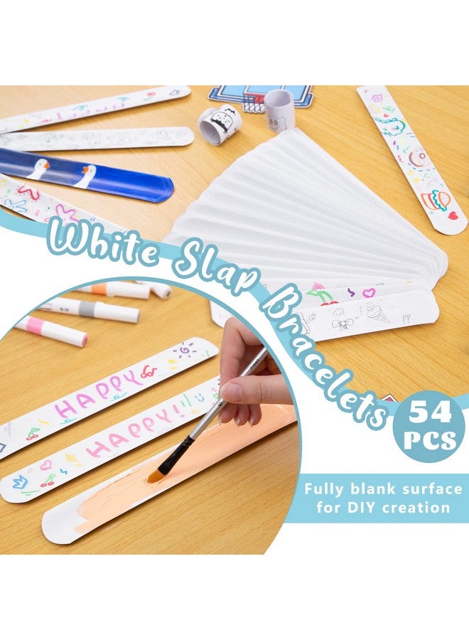 LovesTown 54Pcs Slap Bracelets White Party Slap Bracelets Diy Wrist Bands Bulk Blank Snap Band For Kids Birthday Party Favors School Crafts - Image 5