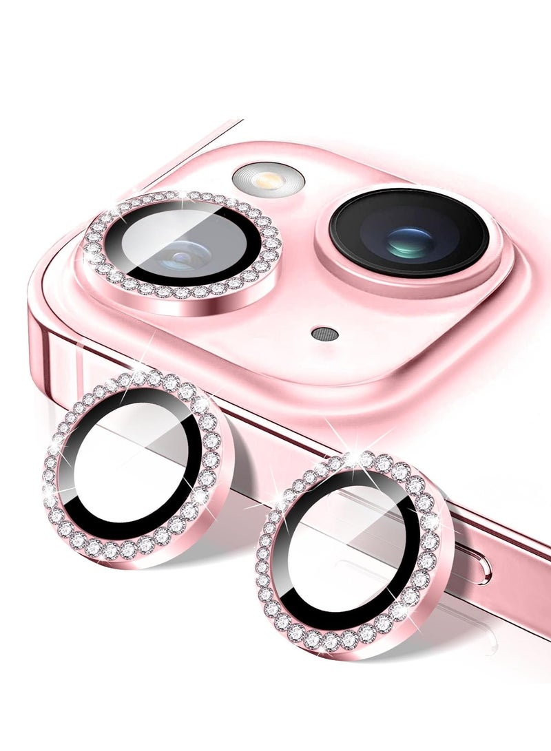 ELTRAZONE "Pink Diamond Camera Lens Protector for iPhone 16/iPhone 16 Plus – Bling Tempered Glass Cover with Automatic Alignment Metal Rings and Glitter Film Stickers" - Image 1