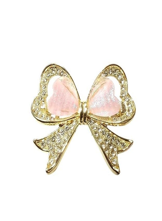 FICTIOUS Fancy Heart Bow Brooch with Rhinestone Detailing - Designer Metal Saree Pin for Women, Ideal for Bridal Wear, Party Dresses, Scarves, Dupattas & Wedding Outfits (Multicolor, 1PCS) - Image 1