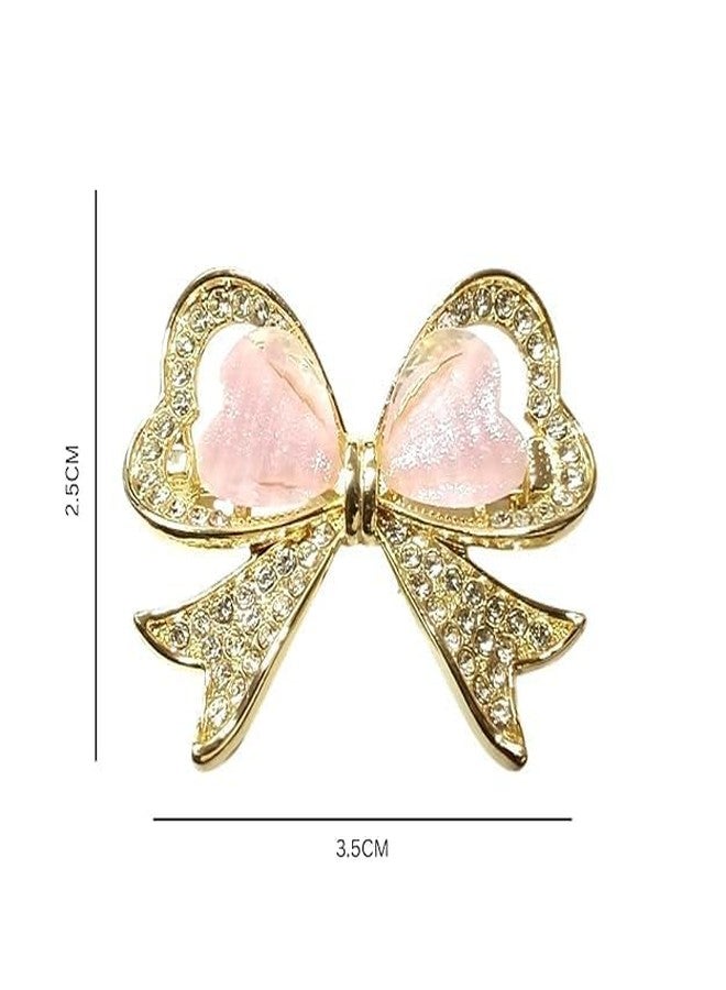 FICTIOUS Fancy Heart Bow Brooch with Rhinestone Detailing - Designer Metal Saree Pin for Women, Ideal for Bridal Wear, Party Dresses, Scarves, Dupattas & Wedding Outfits (Multicolor, 1PCS) - Image 2