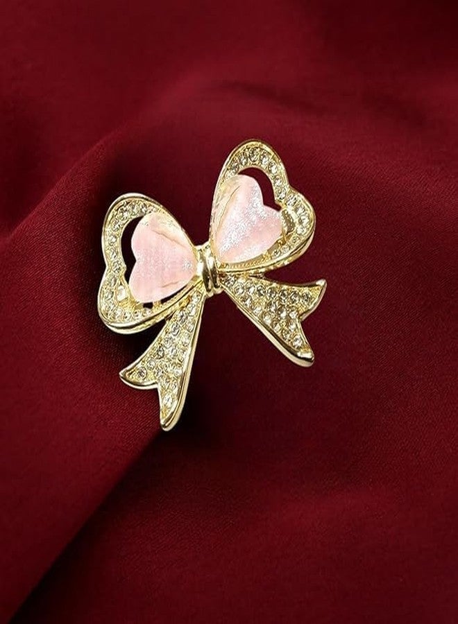 FICTIOUS Fancy Heart Bow Brooch with Rhinestone Detailing - Designer Metal Saree Pin for Women, Ideal for Bridal Wear, Party Dresses, Scarves, Dupattas & Wedding Outfits (Multicolor, 1PCS) - Image 4