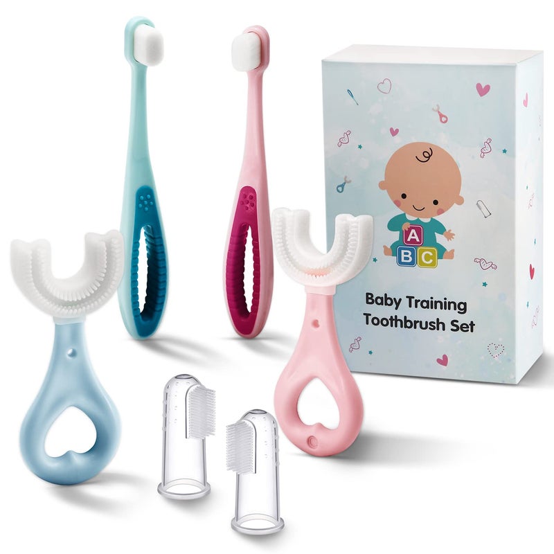 Frerdui 6 in 1 Baby Training Toothbrush Set Infant to Toddler Toothbrush Oral Care Toothbrush Food Grade SiliconeExtra Soft BristlesPerfect for 61224 Months