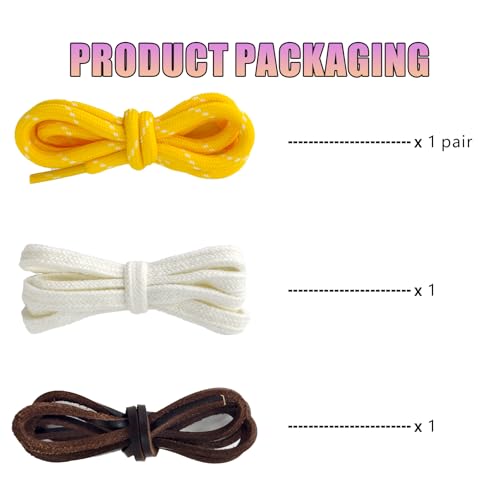 UamGlsob 4PCS Multi Color Shoe Laces for Sneakers, Cool Fun Cute Design DIY Fashion Colored Shoelaces Replacement Strings (Multicolor-Yellow) - Image 2