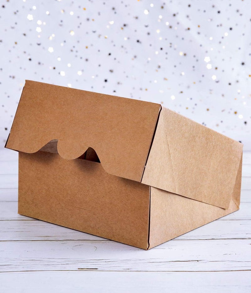 Cherry 15-Pack 7"x7"x3"Brown Bakery Boxes with PVC Window for Pie and Cookies Boxes Medium Natural Kraft Paper Cardboard Box,Pack of 15 - Image 5