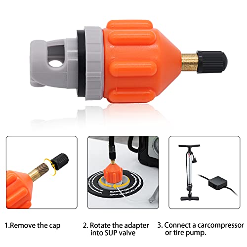 Dawitrly 2PACK Inflatable Stand Up Paddleboard (SUP) Pump Adaptor -Universal Standard Schrader Air Valve Adapter Pumping Head Connector Converter for Inflating Boat, Kayak, Surfboard, Bed, Car Tire (Orange) - Image 3