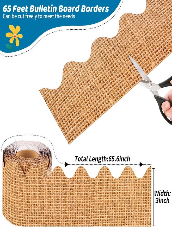 RGJ Bulletin Board Borders, 65 FT Burlap Scalloped Bulletin Board Borders, Classroom Borders for Bulletin Board Trim Decoration for Back to School, Classroom & Offices - Image 2