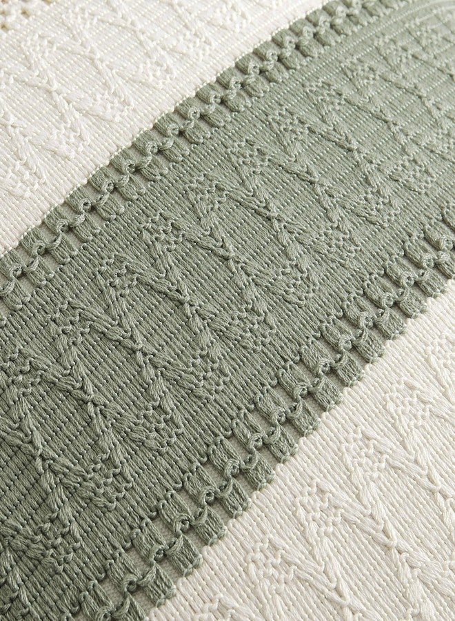 ZeeMart 2 Packs Cotton Boho Throw Pillow Covers 20x20 Inch Contrast Green, Soft Farmhouse Decorative Couch Pillow Cases Sage Green Cushion Covers for Sofa Bed Living Room Home Decor - Image 4