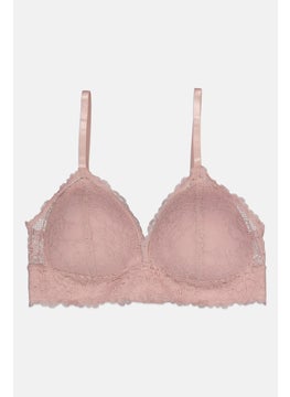 bebe Women Padded Lace Bra, Pink  - Image 1