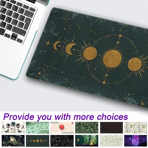 DCJJM Dark Academia Mousepad Forest Green XXL Desk Mat Gold Moon Phases Large Extended Mouse Pad Gaming Laptop Keyboard and Mouse Mat Desk Pad NonSlip Rubber Base with Stitched Edges 315x1575 in - Image 3