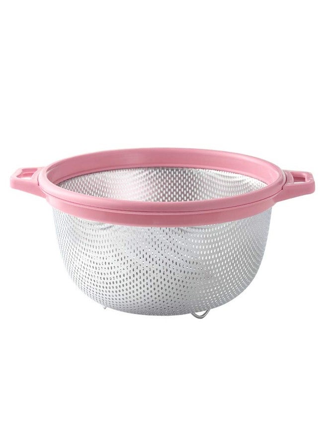 HiramWare Stainless Steel Colander With Handle and Legs, Large Metal Pink Strainer for Pasta, Spaghetti, Berry, Veggies, Fruits, Noodles, Salads, 5-quart 10.5” Kitchen Mesh Colander, Dishwasher Safe - Image 5