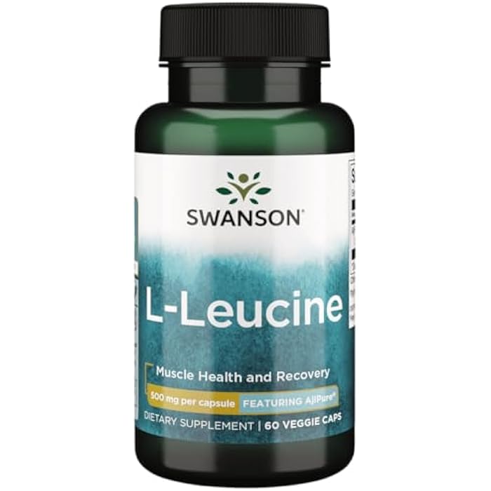 Swanson Amino Acid Ajipure L-Leucine Pharmaceutical Grade 500 Milligrams 60 Veg Capsules - Image 1