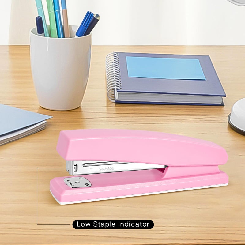 Muxdilu Stapler 25 Sheet Capacity with 1000 Staples and Staple Remover - Staplers for Desk, Non-Slip Office Stapler with Staples for Office, Pink - Image 3