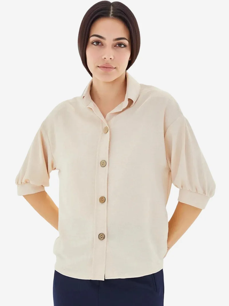 BIG DART BDART Oversized Crepe Shirt with Button Closure