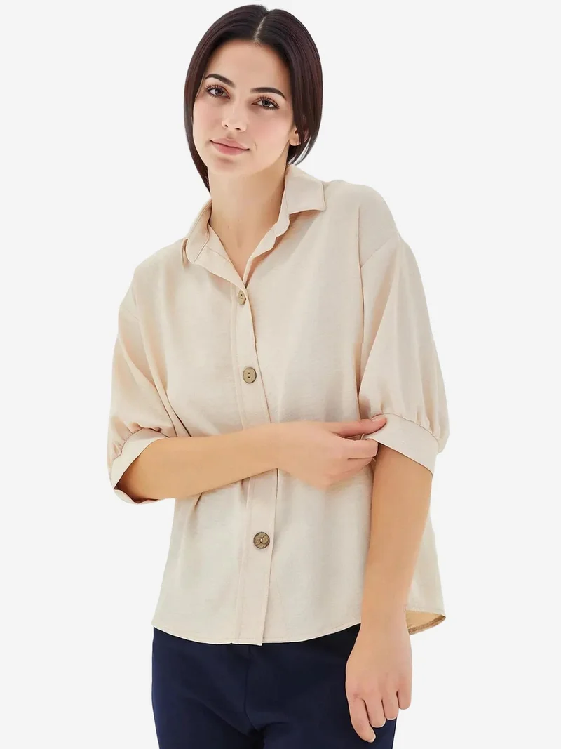 BIG DART BDART Oversized Crepe Shirt with Button Closure