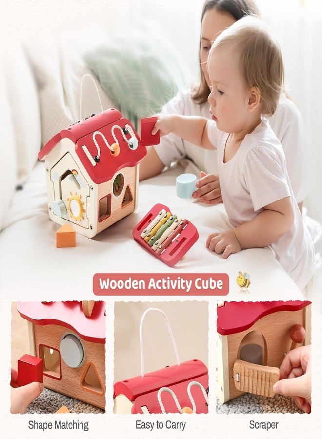 Etucdose Wooden Activity Cube 10-in-1 Montessori Wooden Toy | Multifunctional Early Educational Development Toys | Baby Activity Cubes for Girls Boy | Montessori Cube Toddler Toy Birthday Gift - Image 3