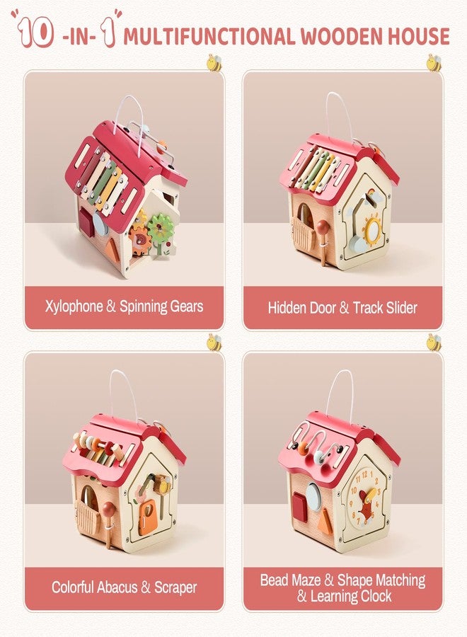 Etucdose Wooden Activity Cube 10-in-1 Montessori Wooden Toy | Multifunctional Early Educational Development Toys | Baby Activity Cubes for Girls Boy | Montessori Cube Toddler Toy Birthday Gift - Image 2