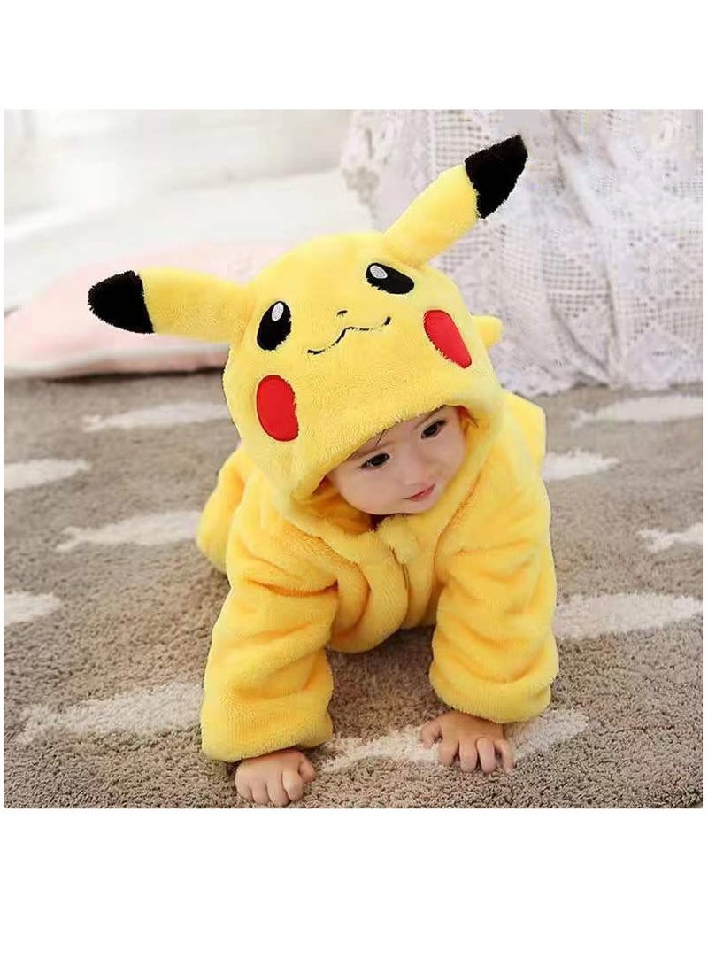 1-Piece Children's Pikachu Onesie Party Costume Cosplay Costume Baby Winter Onesies Jumpsuit 90CM - Image 1