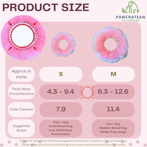 Pawcratean Adjustable Comfy Flower Style Elizabeth Collar for Cats Puppies Soft Recovery Cone Pet Protective Neck Collar Pink Small - Image 3