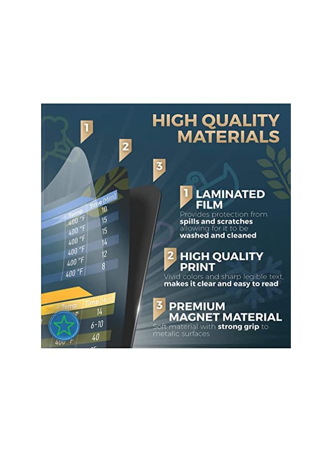 PROMASS Fryer Magnetic Cheat Sheet Set, Holomall Air Fryer Accessories Cook Times, Airfryer Accessory Magnet Sheet Quick Reference Guide for Cooking and Frying - Image 2