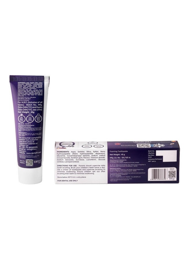 DENTE91 Kids Toothpaste, Protects Against Dental Caries & Hypersensitivity, Fluoride Free, Grape Flavour - 45G  - Image 2