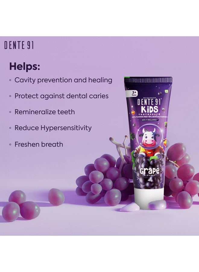 DENTE91 Kids Toothpaste, Protects Against Dental Caries & Hypersensitivity, Fluoride Free, Grape Flavour - 45G  - Image 5
