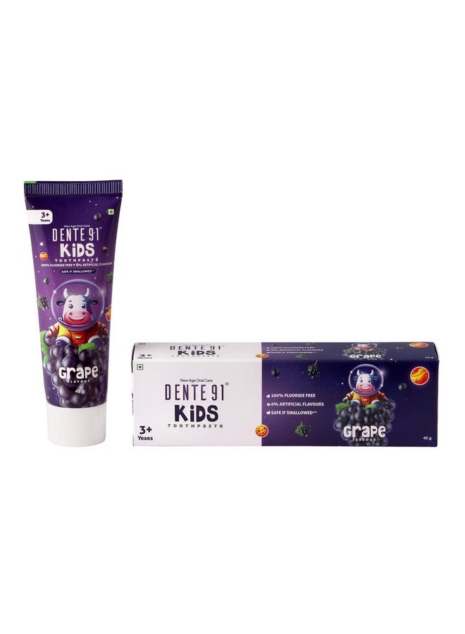 DENTE91 Kids Toothpaste, Protects Against Dental Caries & Hypersensitivity, Fluoride Free, Grape Flavour - 45G  - Image 1