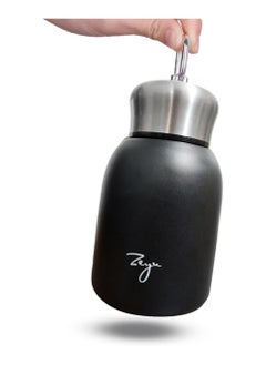 hanso Mini Vacuum Insulated Flask Thermal Mug Coffee Vacuum Container Flasks Thermos Portable Travel Water Bottle Cup 304 Stainless Steel Thermos for Tea & Coffee 300ML (Black)