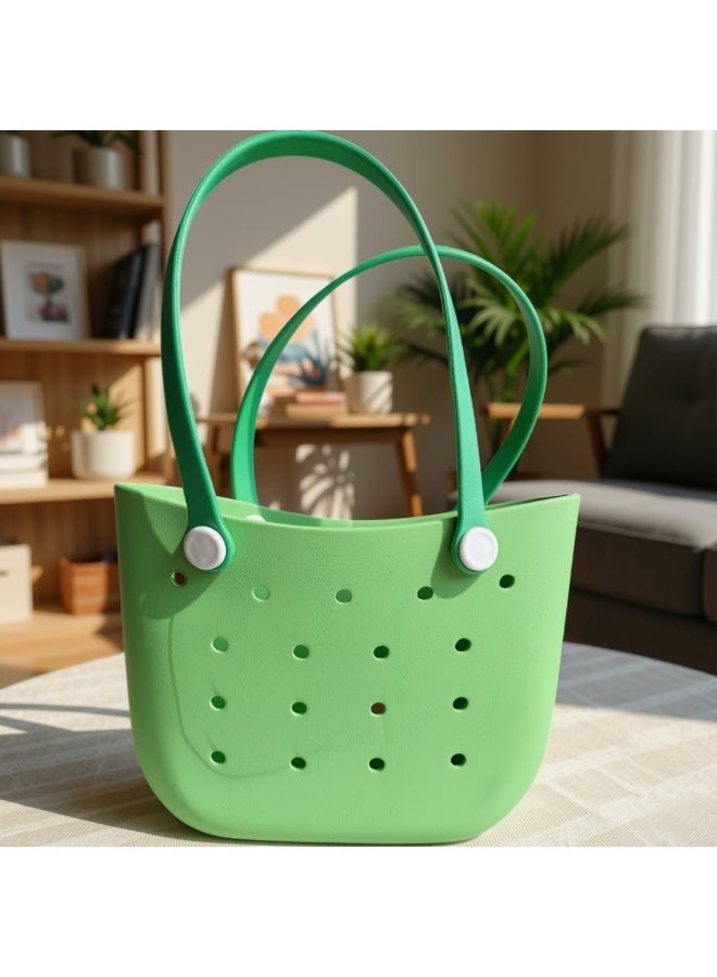 AKSESORY Women’s Waterproof Tote Bag with Shoulder Handles, Lightweight Washable Multipurpose Handbag for Beach, Shopping, Travel & Daily Use – Green - Image 1