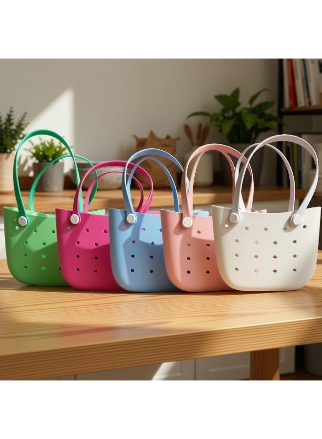 AKSESORY Women’s Waterproof Tote Bag with Shoulder Handles, Lightweight Washable Multipurpose Handbag for Beach, Shopping, Travel & Daily Use – Green - Image 3