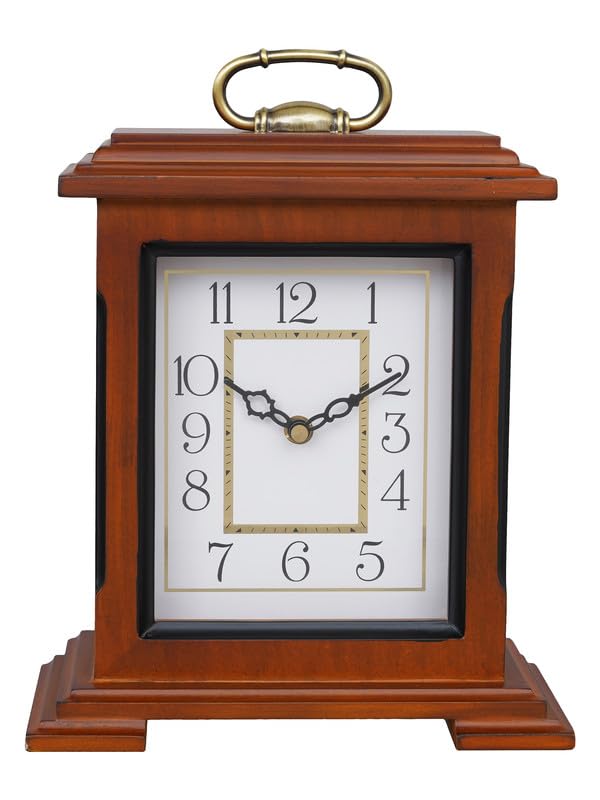 CRAFT SMITH Beautiful Brown Wooden Analog English Numbers Rectangular Table Clock for Office Desk Home Living Study Room Decorations Gifts Size 22 x 10 x 28 CM Weight 1510 Gram - Image 1
