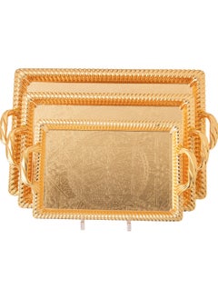 Dania A set of heavy metal trays in three different sizes with modern designs and engravings  - Image 1