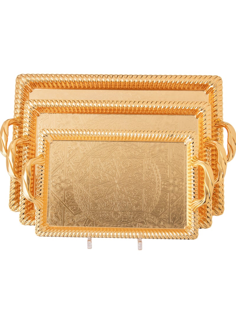 Dania - A set of heavy metal trays in three different sizes with modern designs and engravings - Image 1