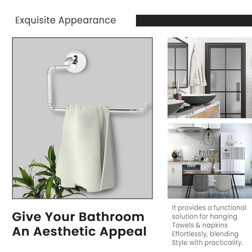 Pivalo 304 Grade Stainless Steel Towel Ring Half Square Hand Towels Hanger Napkin Holder Stand Bathroom Accessories for Home Kitchen & Wash Basin - Image 4